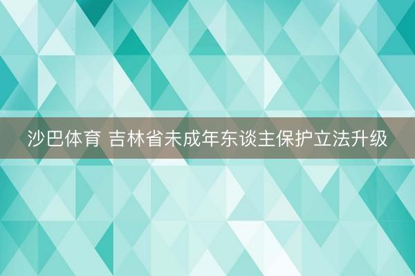 沙巴体育 吉林省未成年东谈主保护立法升级