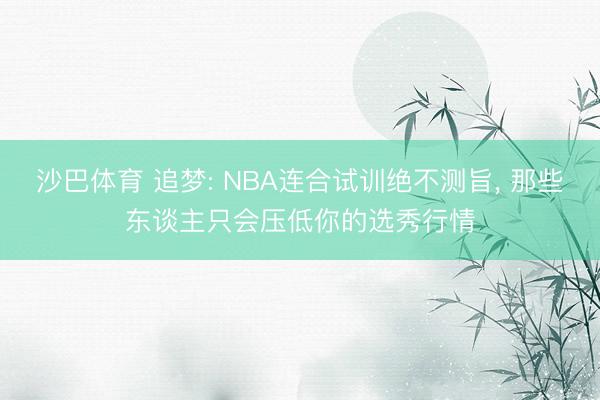 沙巴体育 追梦: NBA连合试训绝不测旨， 那些东谈主只会压低你的选秀行情