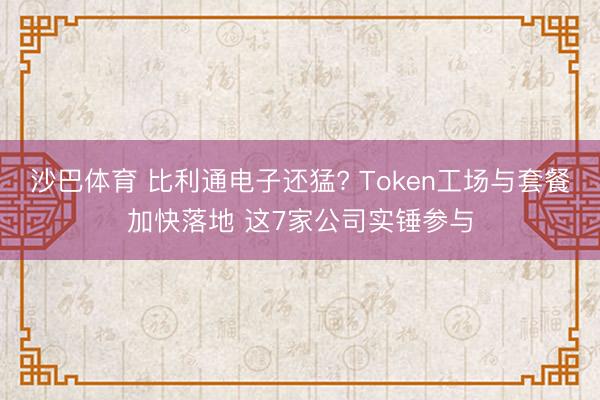 沙巴体育 比利通电子还猛? Token工场与套餐加快落地 这7家公司实锤参与