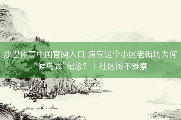 沙巴体育中国官网入口 浦东这个小区老街坊为何“候鸟式”纪念？丨社区微不雅察