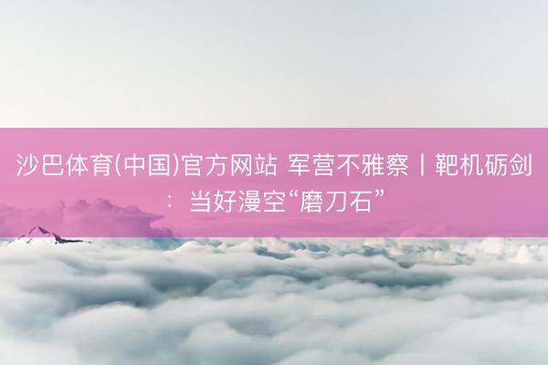 沙巴体育(中国)官方网站 军营不雅察丨靶机砺剑：当好漫空“磨刀石”