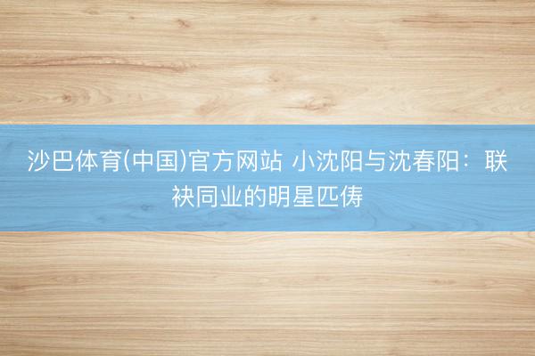 沙巴体育(中国)官方网站 小沈阳与沈春阳：联袂同业的明星匹俦