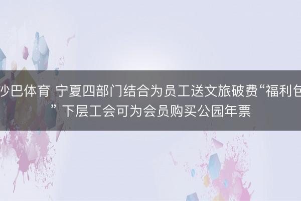 沙巴体育 宁夏四部门结合为员工送文旅破费“福利包” 下层工会可为会员购买公园年票